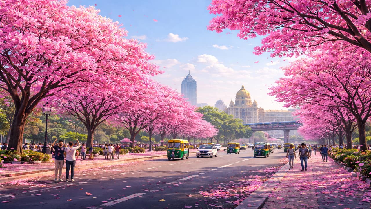 Bengaluru Residents Flock to Tabebuia Blooms: Interactive Tracker Simplifies Tree-Spotting Experience
